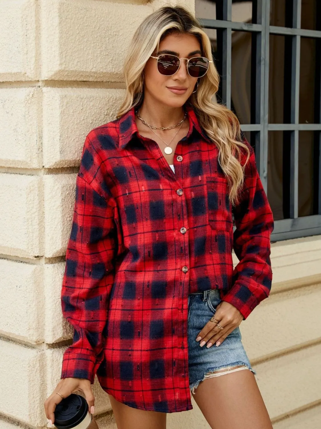 Plaid Button Up Long Sleeve Shirt - 4 Styles