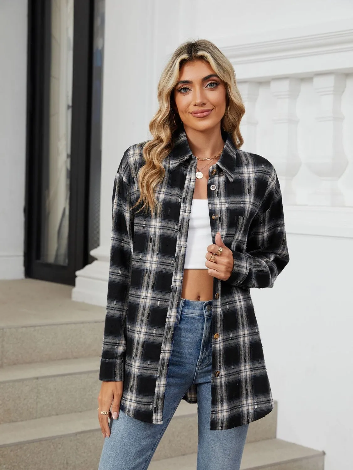Plaid Button Up Long Sleeve Shirt - 4 Styles
