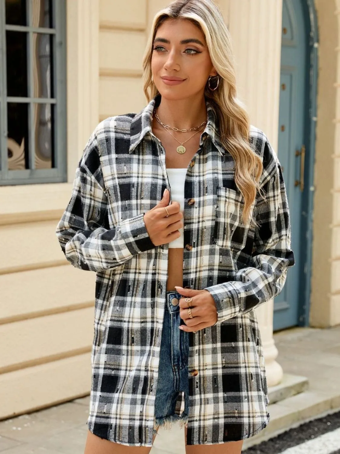 Plaid Button Up Long Sleeve Shirt - 4 Styles