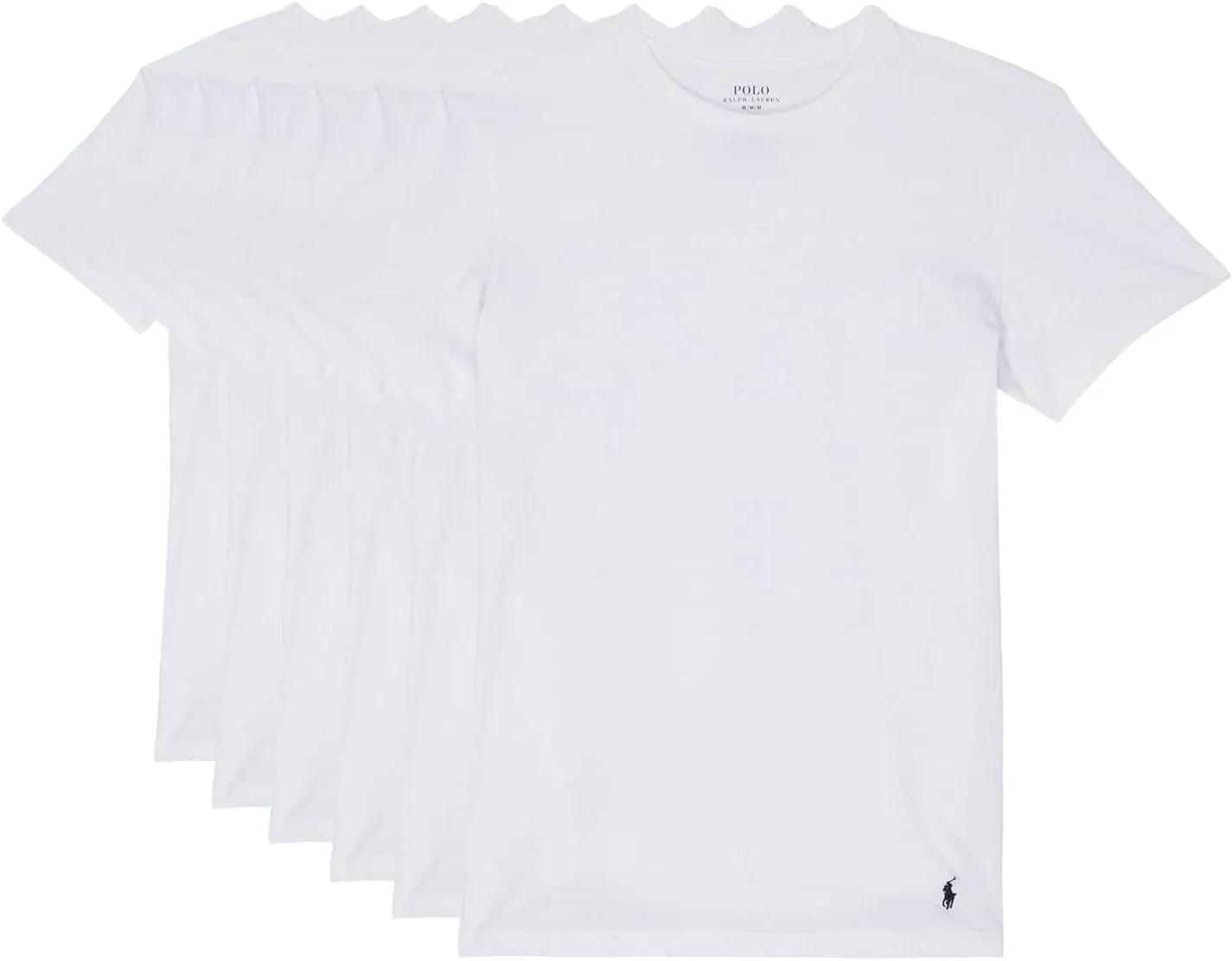POLO RALPH LAUREN Classic Fit Crew Neck T-Shirts  Pack of 6  100% Cotton  Straight Hem  Short Sleeves