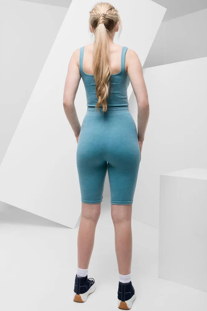 Rib Seamless Vest Aqua