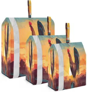 Rooster Sunset Packing Cubes for Travel 3 Set Packing Cubes Compression Luggage Cubes for Travel