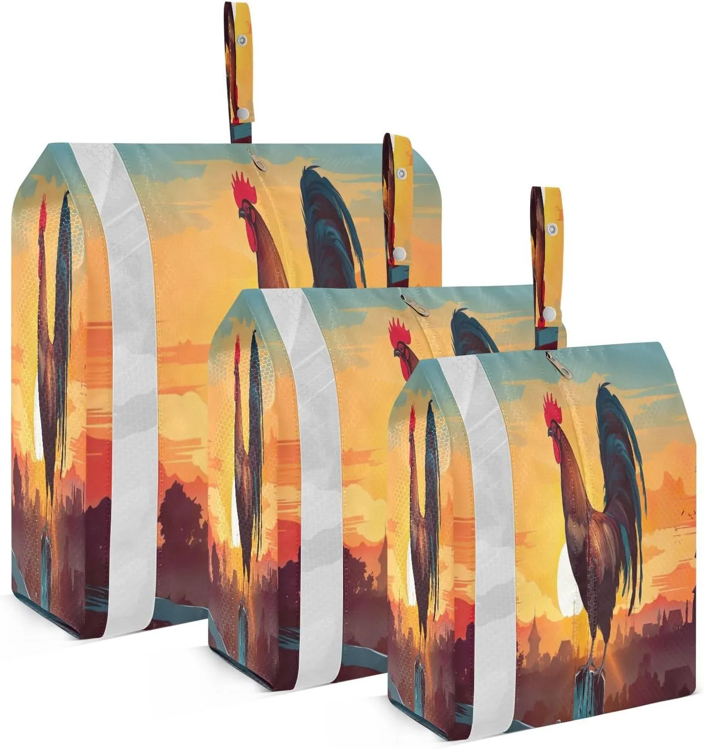 Rooster Sunset Packing Cubes for Travel 3 Set Packing Cubes Compression Luggage Cubes for Travel