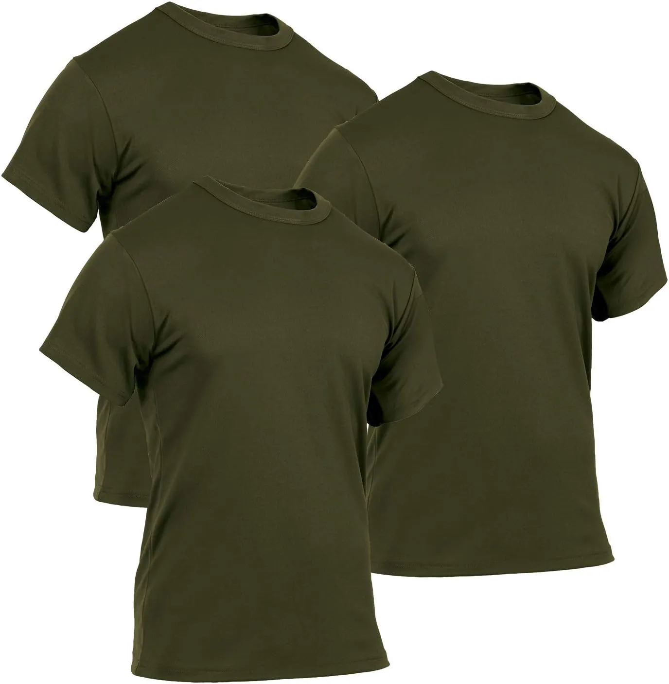 Rothco Olive Drab Quick Dry Moisture Wicking T-Shirt  3 Pack - Multipack Performance T-Shirts - Large