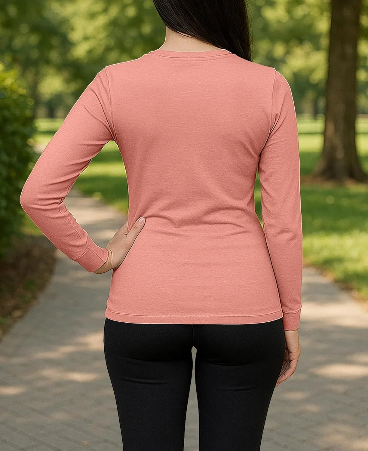 Sexy Basics Women's Cotton Stretch Long Sleeve V- Neck Athletic Tops | Casual & Active Color T Shirts | Multi Packs