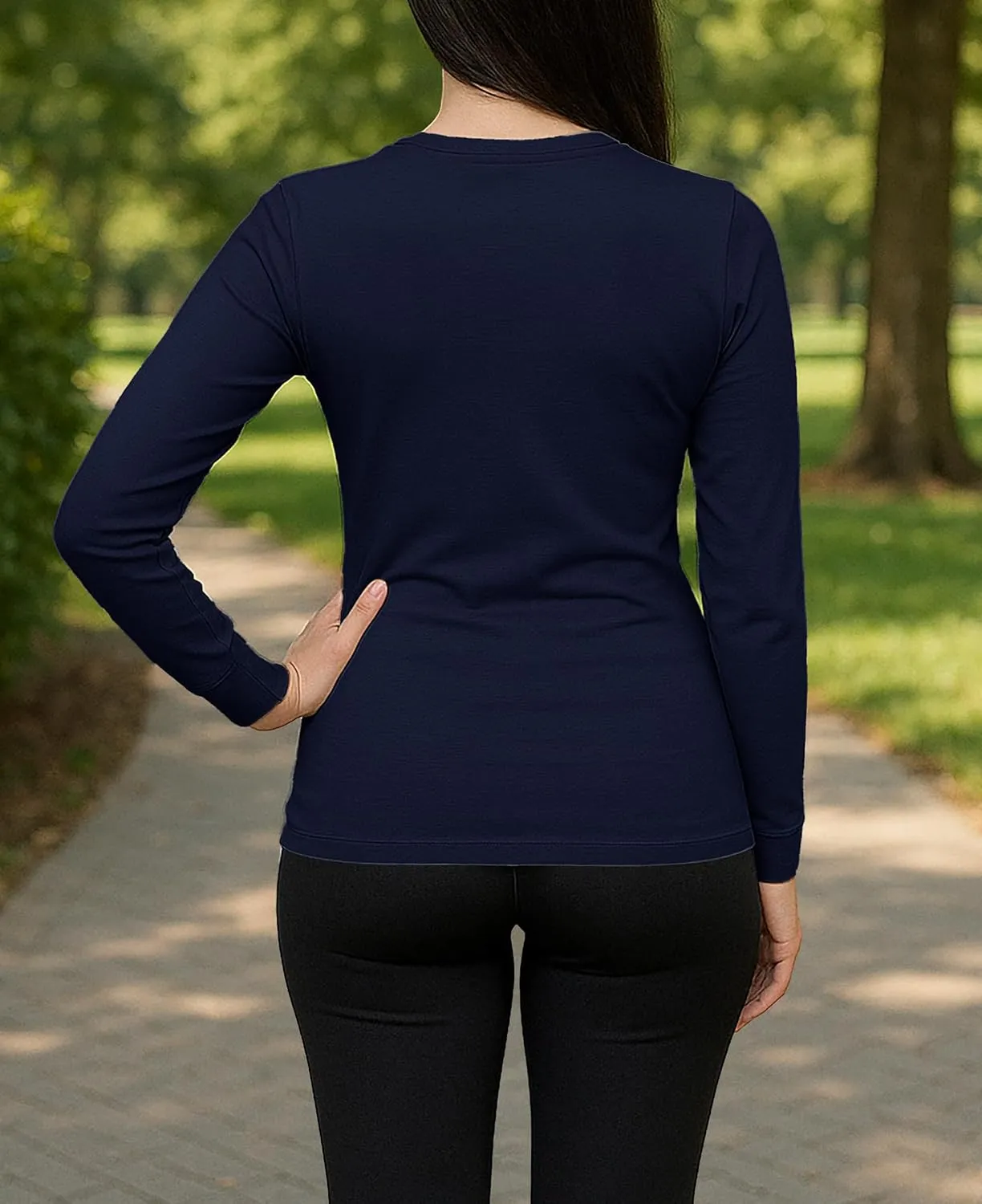 Sexy Basics Women's Cotton Stretch Long Sleeve V- Neck Athletic Tops | Casual & Active Color T Shirts | Multi Packs