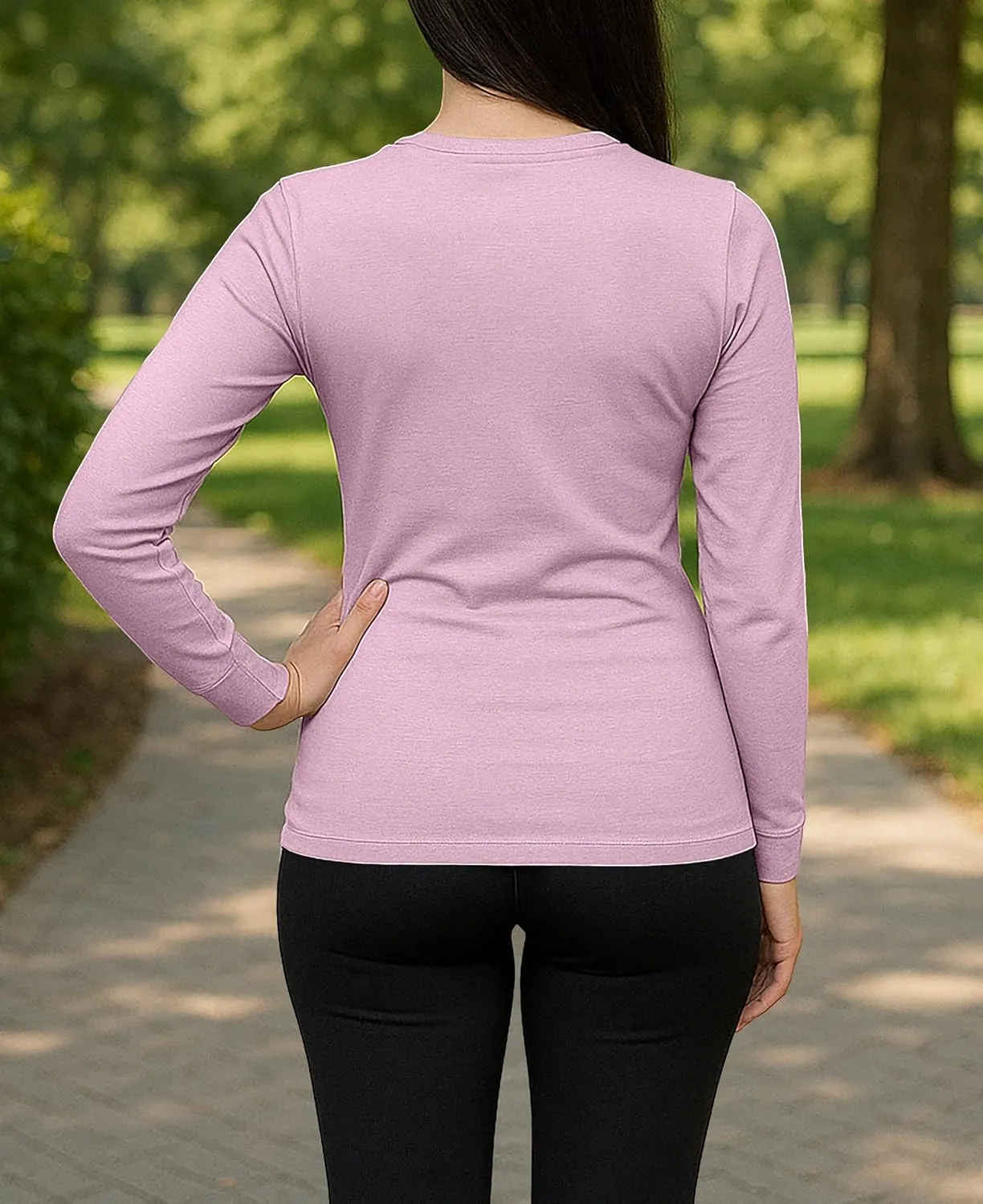 Sexy Basics Women's Cotton Stretch Long Sleeve V- Neck Athletic Tops | Casual & Active Color T Shirts | Multi Packs