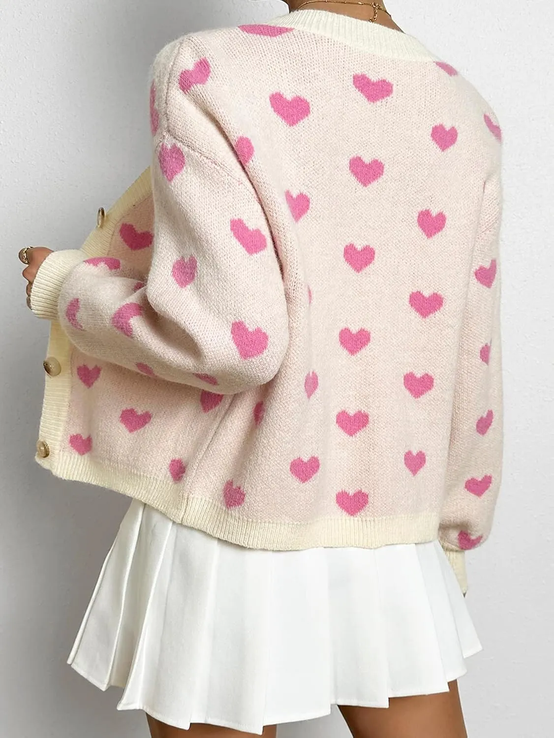 SHENHE Women's Cute Cropped Cardigan Open Front Long Sleeve Ribbed Knit Sweater