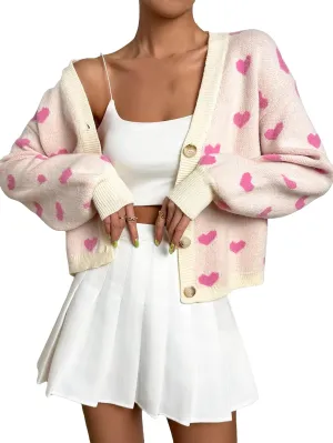 SHENHE Women's Cute Cropped Cardigan Open Front Long Sleeve Ribbed Knit Sweater