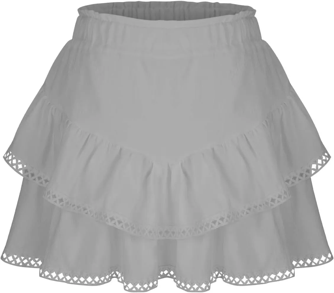 Skorts for Women Dressy Casual Ruffle Tiered Athletic Shorts Elastic High Waist Mini Skirts Cute Boho Beach Outfits