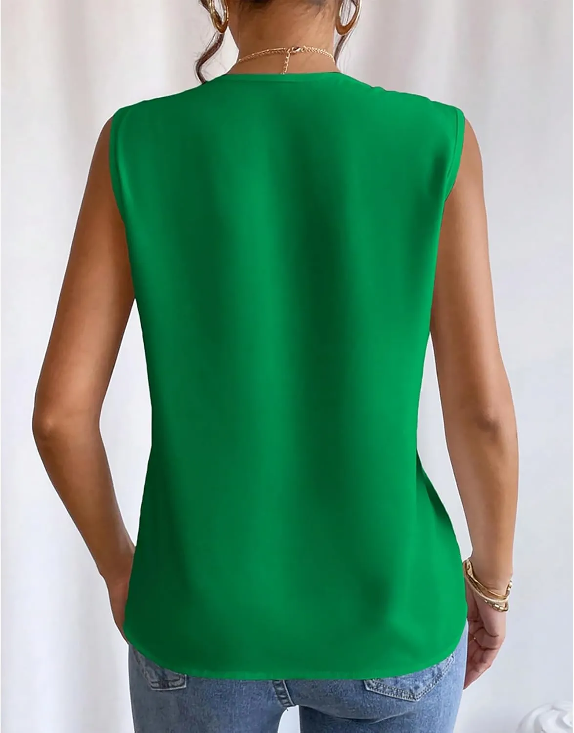 Sleeveless Chiffon Tops for Women Summer Triple V-neck T Shirts Business Office Dressy Outfit Blouse