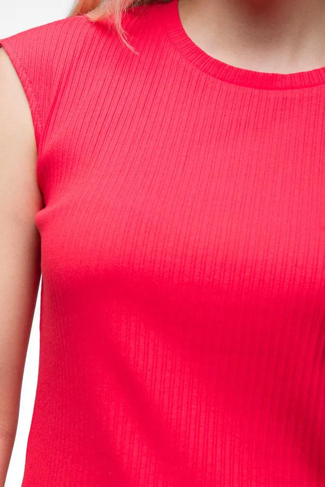Sleeveless Rib Top Red