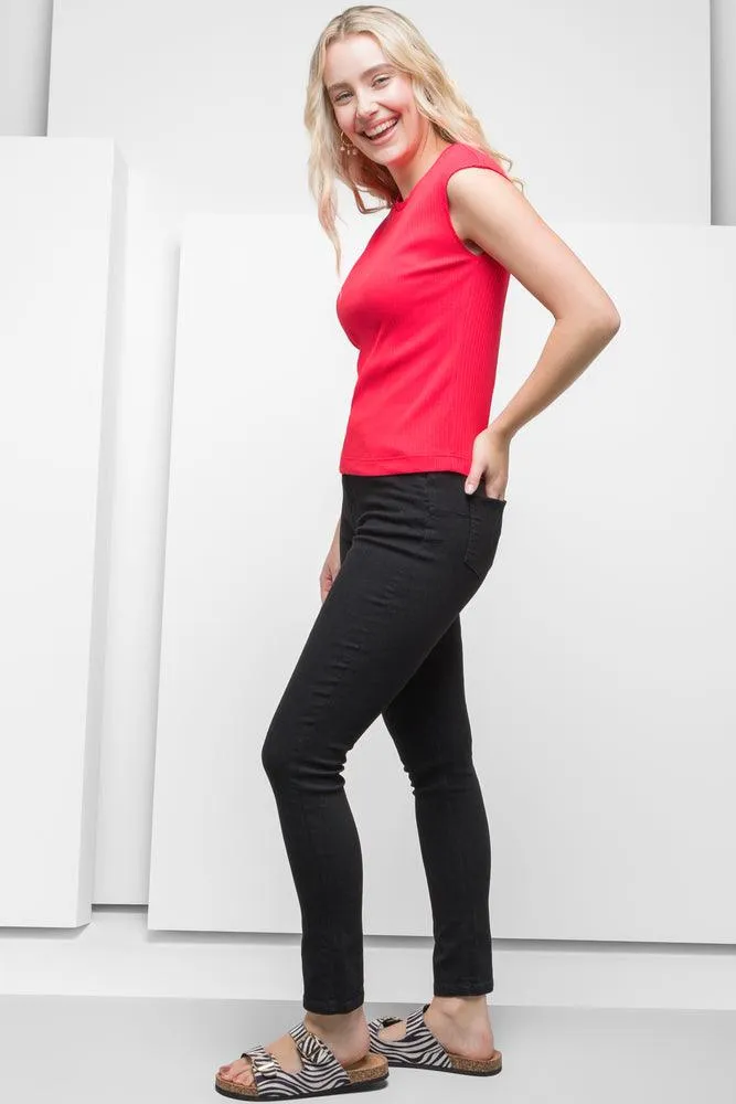 Sleeveless Rib Top Red
