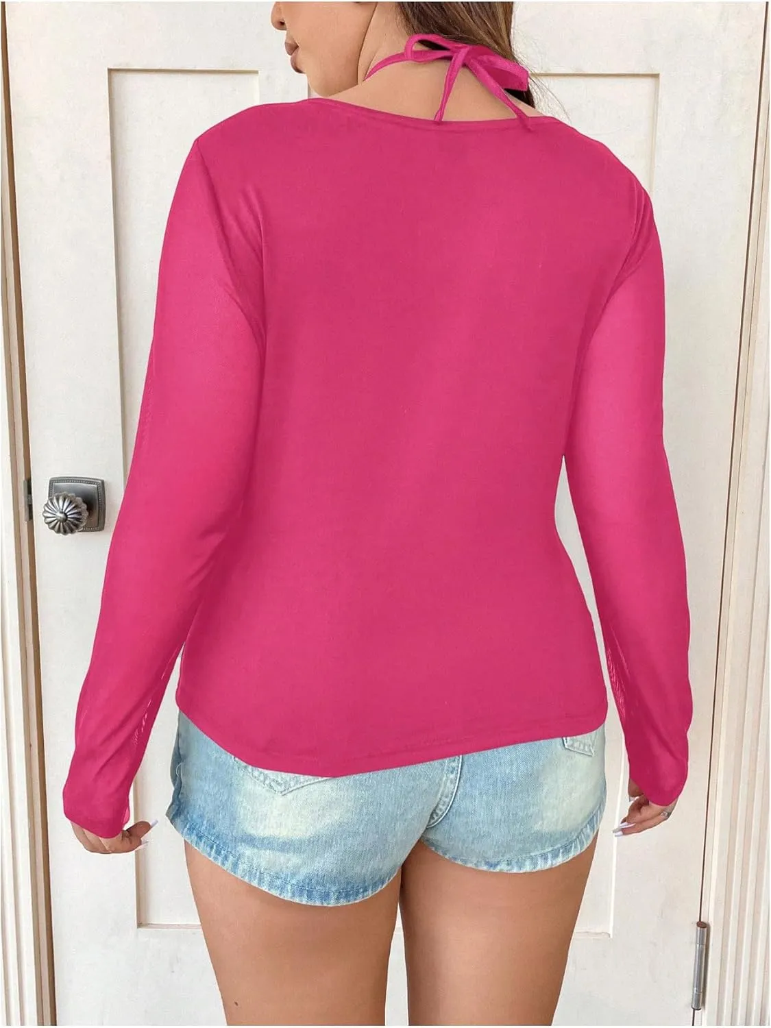 SOLY HUX Plus Size Tops for Women Long Sleeve Sexy Going Out Tops V Neck Criss Cross T Shirts Blouse