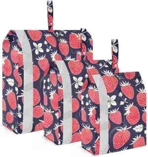 Strawberries Black Leaves Packing Cubes for Travel 3 Set Travel Organizer Bags Suitcase Organizer for Carry On