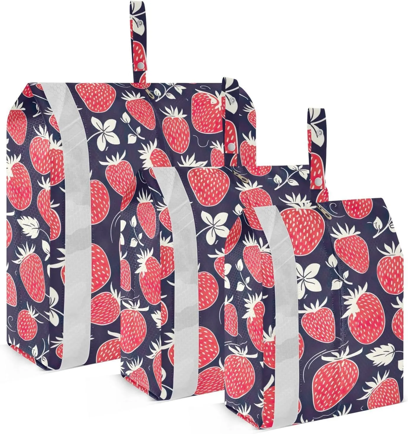 Strawberries Black Leaves Packing Cubes for Travel 3 Set Travel Organizer Bags Suitcase Organizer for Carry On