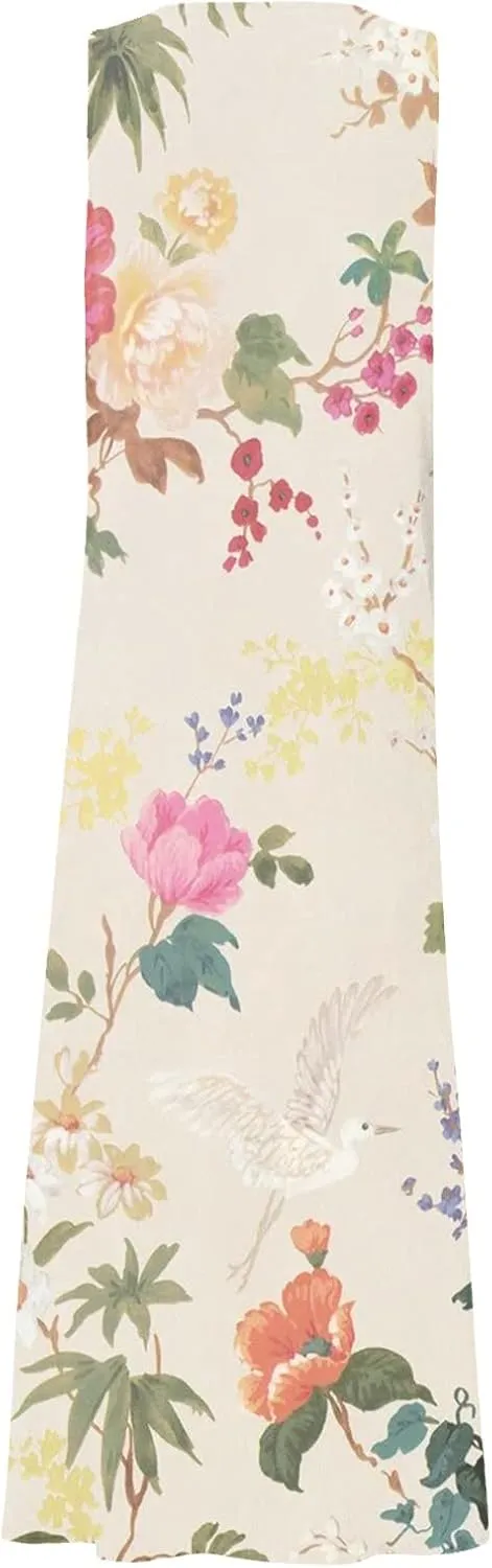 Summer Dress for Women 2025 Plus Size Sundress Floral Crewneck Sleeveless Dress Cotton Linen Beach Dress with Pockets