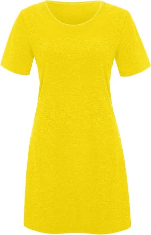 Summer Dresses for Women 2025 Casual Loose Fit Short Sleeve Crew Neck Mini Dresses A-Line Flowy T-Shirts Dresses