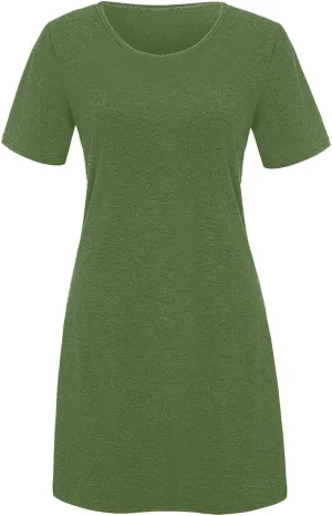 Summer Dresses for Women 2025 Casual Loose Fit Short Sleeve Crew Neck Mini Dresses A-Line Flowy T-Shirts Dresses