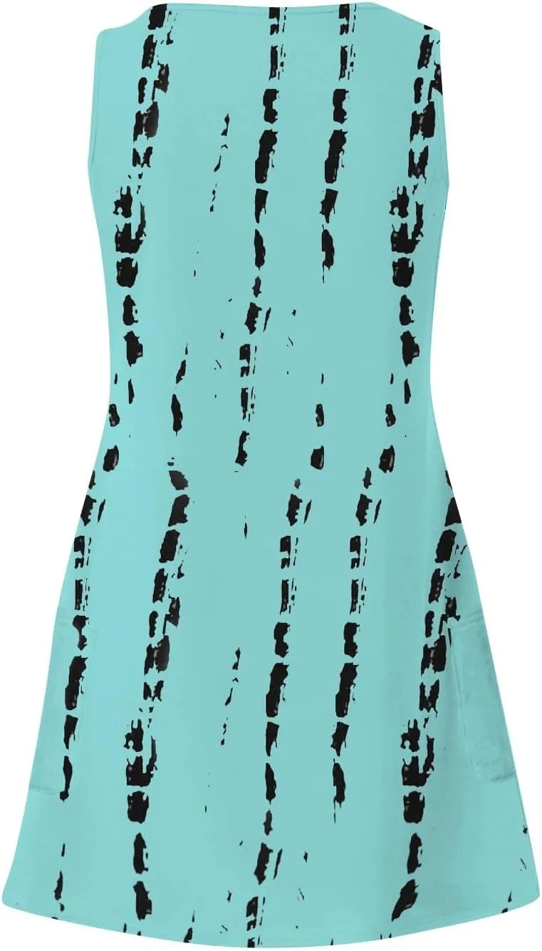 Sun Dresses for Women 2024 Sundress with Pockets Boho Beach Dress Floral T-Shirts Dress V Neck Loose Tank Dresses