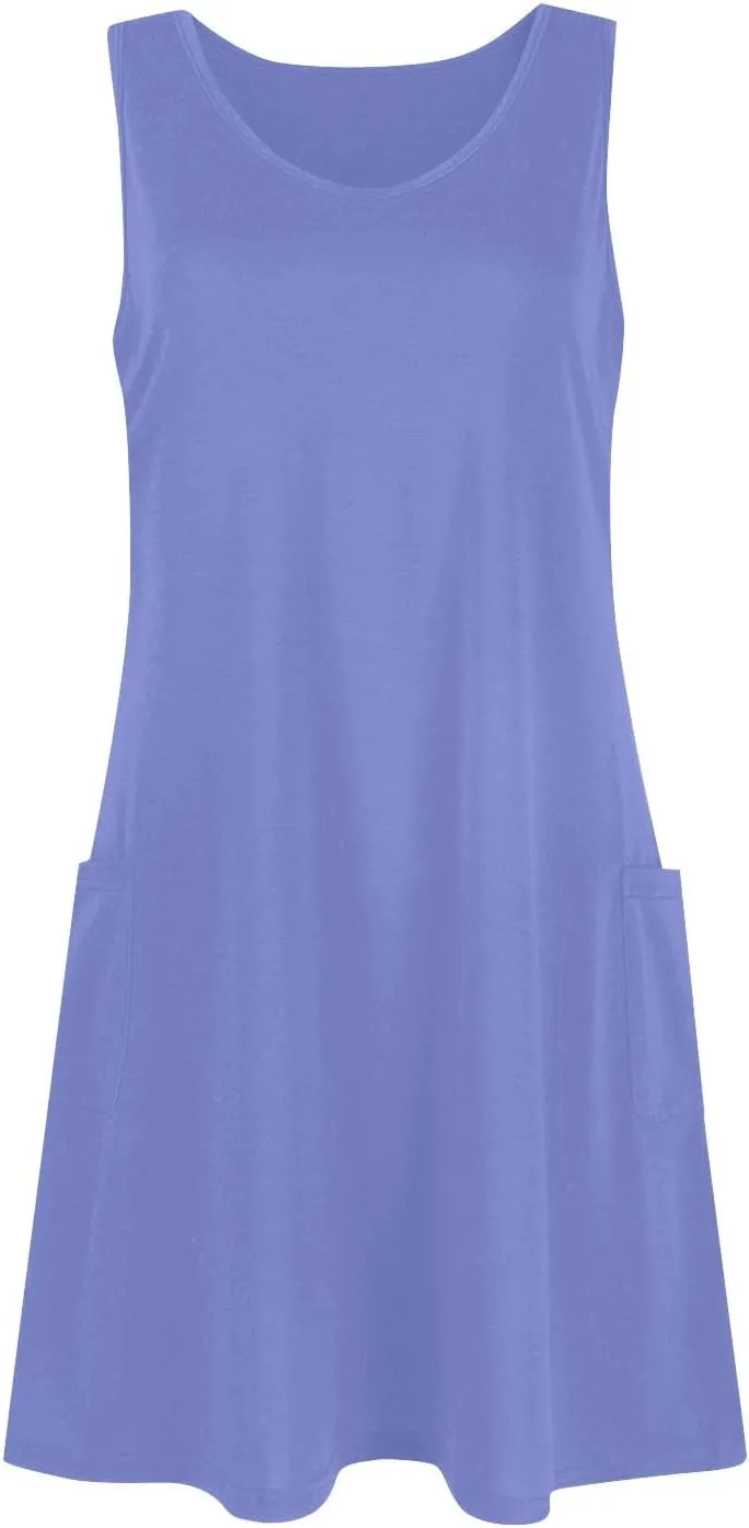 Sun Dresses for Women 2024 Sundress with Pockets Boho Beach Dress Floral T-Shirts Dress V Neck Loose Tank Dresses