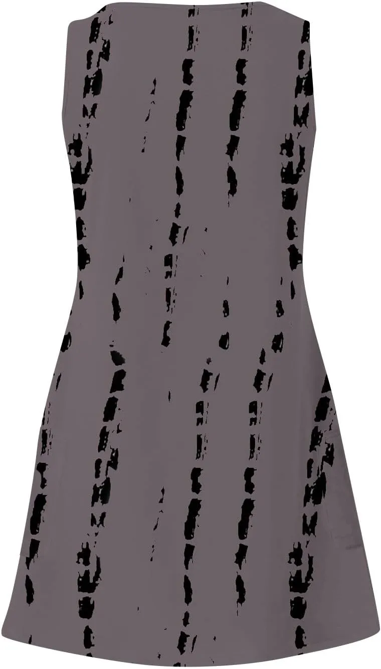Sun Dresses for Women 2024 Sundress with Pockets Boho Beach Dress Floral T-Shirts Dress V Neck Loose Tank Dresses