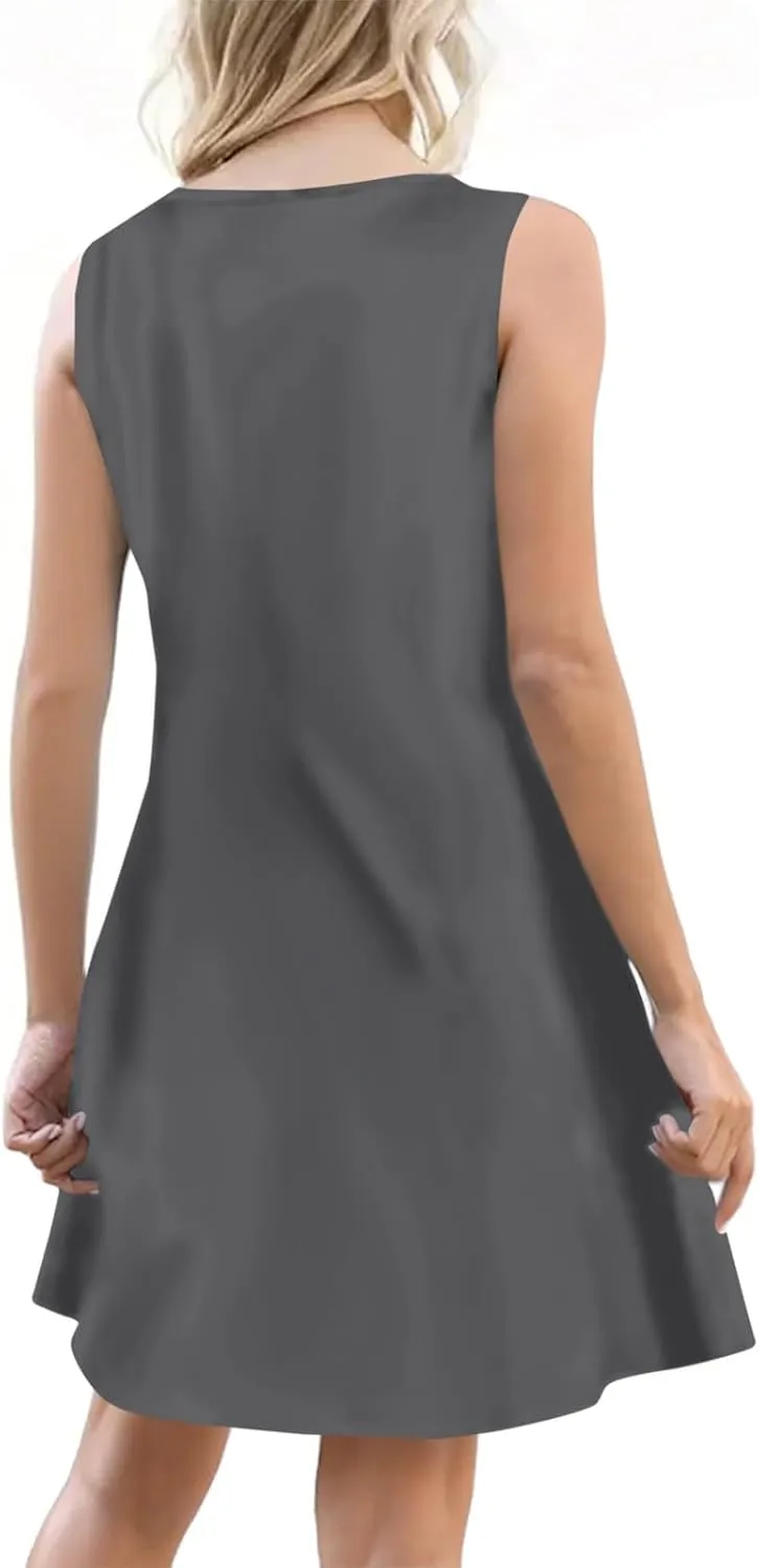 Sundresses for Women 2025 Vacation Boho Floral Beach Dress T-Shirts Tank Dresses with Pockets Swimsuit Cover Ups