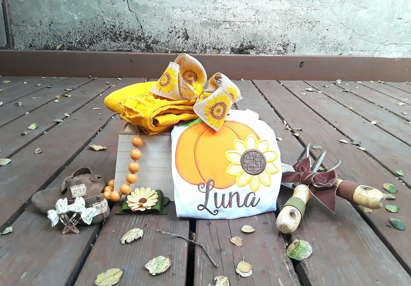 Sunflower Pumpkin Personalized Shirts for Kids