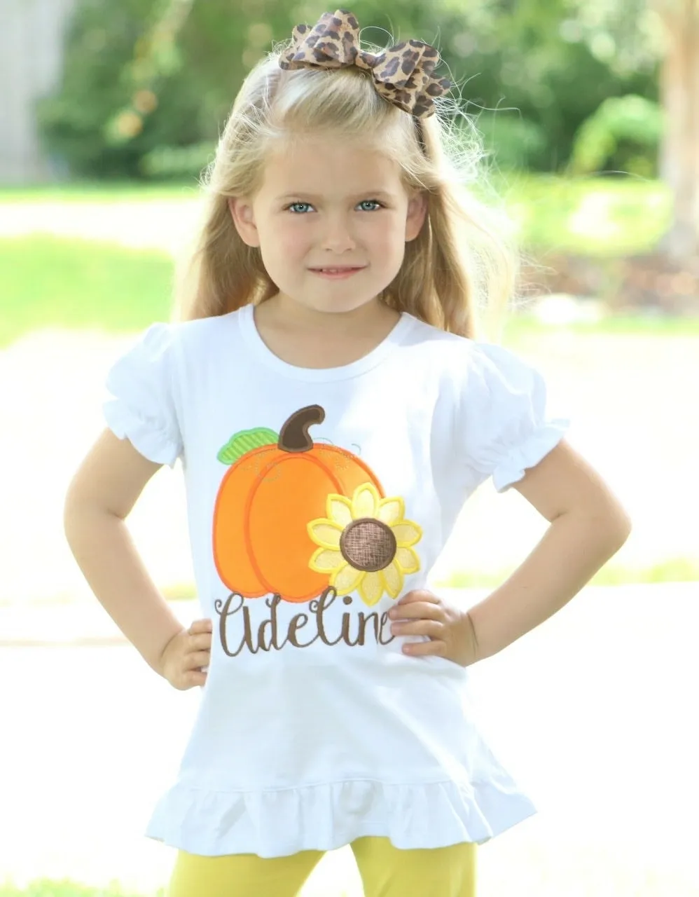 Sunflower Pumpkin Personalized Shirts for Kids