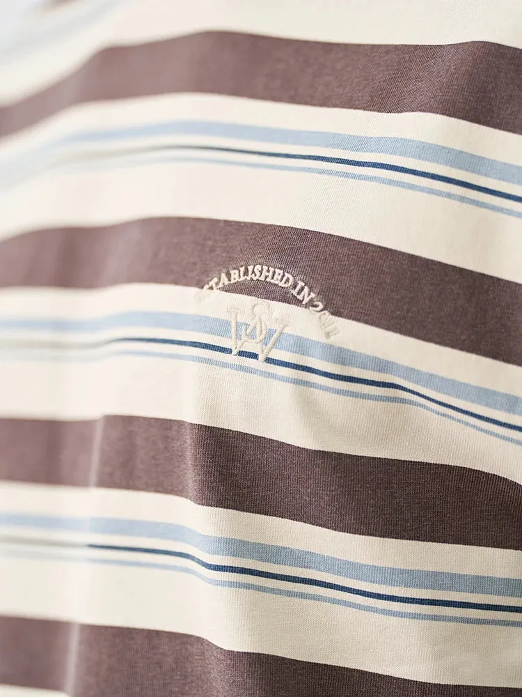 Super Loose Fit Vintage Striped T-shirts Men - Heavyweight 100% Cotton - Oversize Streetwear