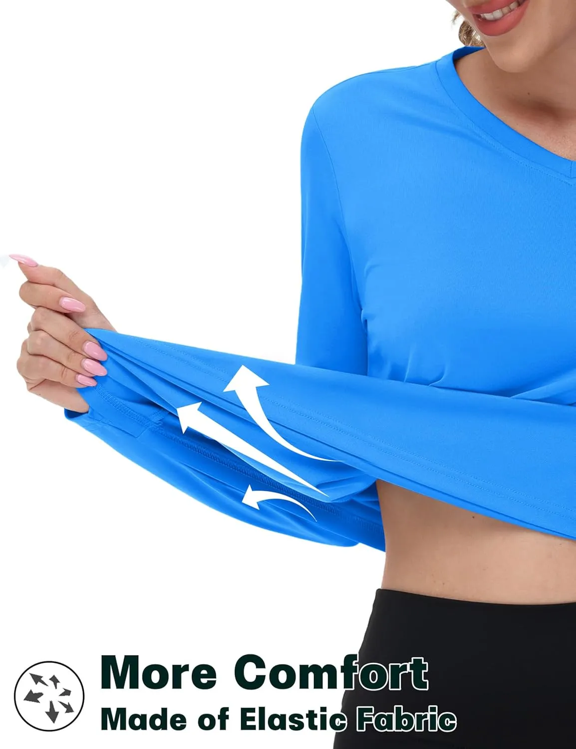 TACVASEN Women's Long Sleeve V Neck Workout Tops UPF 50  Sun Protection Quick Dry Lightweight Hiking Running T-Shirts