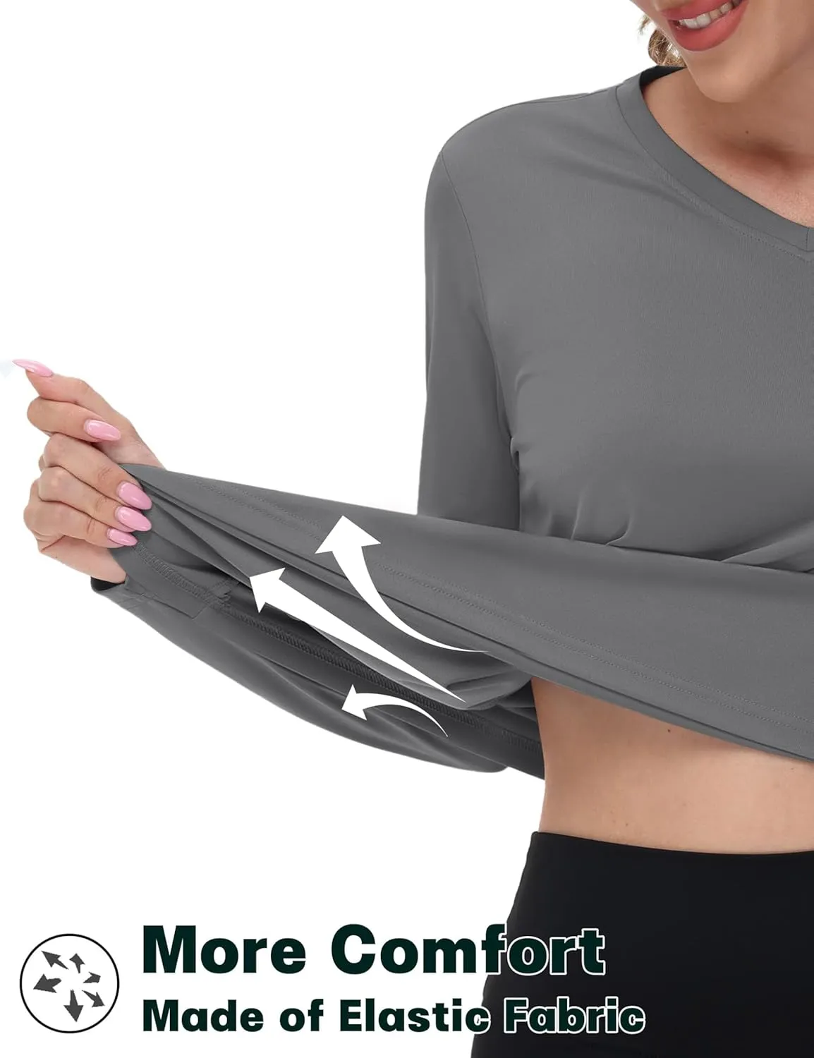 TACVASEN Women's Long Sleeve V Neck Workout Tops UPF 50  Sun Protection Quick Dry Lightweight Hiking Running T-Shirts