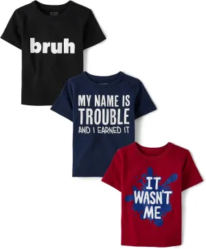 The Children's Place Baby and Toddler Boys' Assorted Everyday Short Sleeve Graphic T-Shirts, Multipack