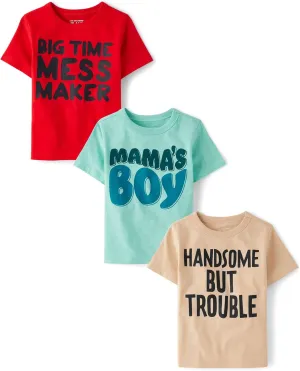 The Children's Place Baby and Toddler Boys' Assorted Everyday Short Sleeve Graphic T-Shirts, Multipack