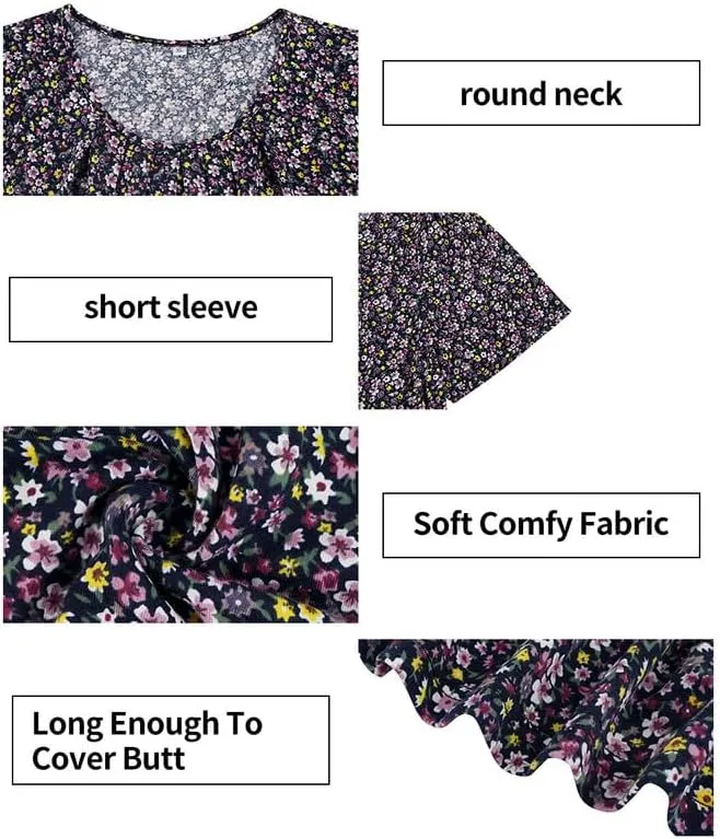 TIYOMI Plus Size Tops for Women Round Neck Square Neck T Shirts Summer Casual Short Sleeve Tunic Blouses XL-5XL