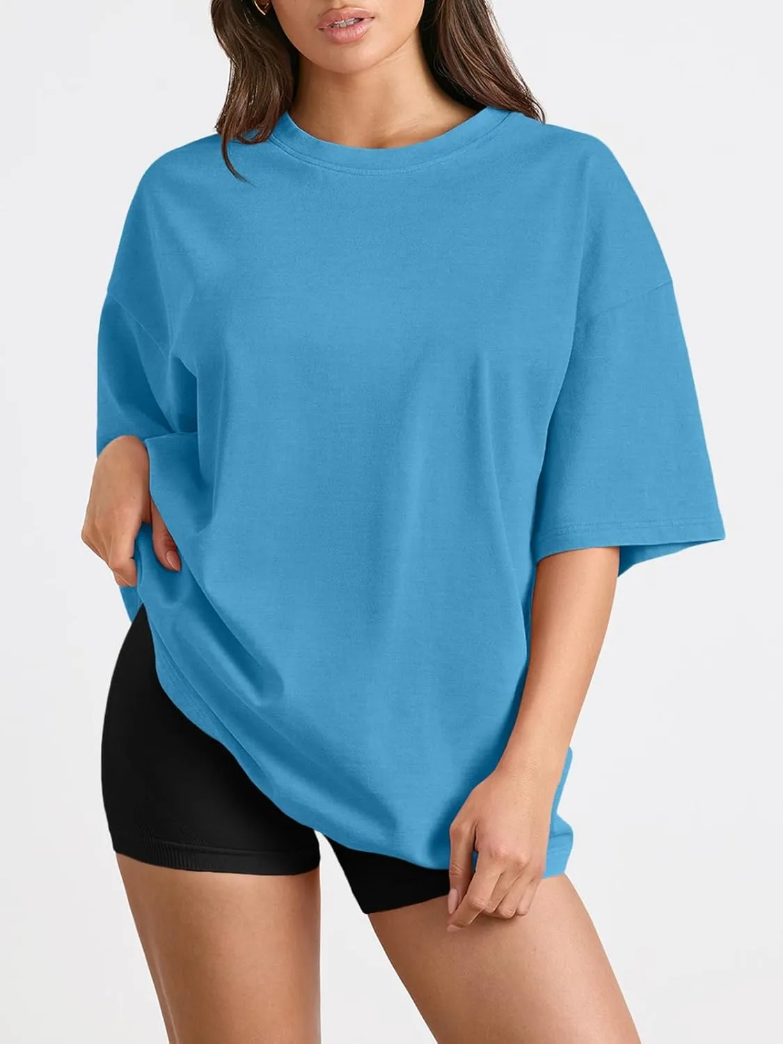 Trendy Queen Womens Oversized Summer T Shirts Fashion Workout Plus Size Tops Short Sleeve Beach Vacation Gym Clothes 2025