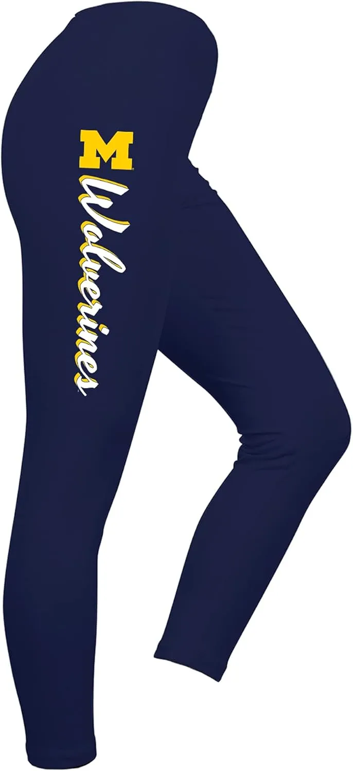 UGP Campus Apparel NCAA Mascot Script Leggings,Women's Blue Skinny Flat Front Stretchable Football Leggings,Size M(Waist 30)