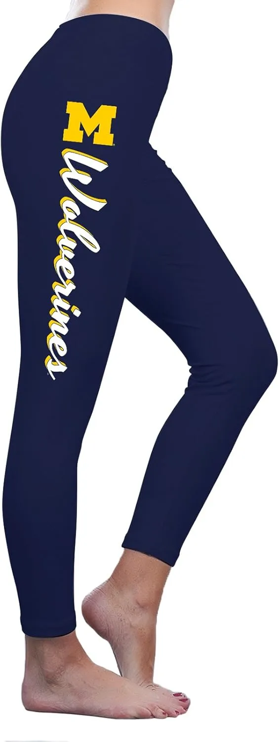 UGP Campus Apparel NCAA Mascot Script Leggings,Women's Blue Skinny Flat Front Stretchable Football Leggings,Size M(Waist 30)