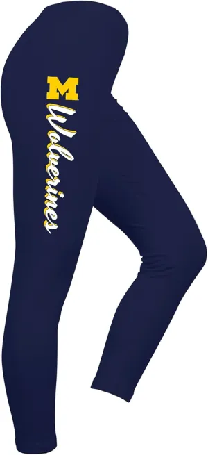 UGP Campus Apparel NCAA Mascot Script Leggings,Women's Blue Skinny Flat Front Stretchable Football Leggings,Size M(Waist 30)