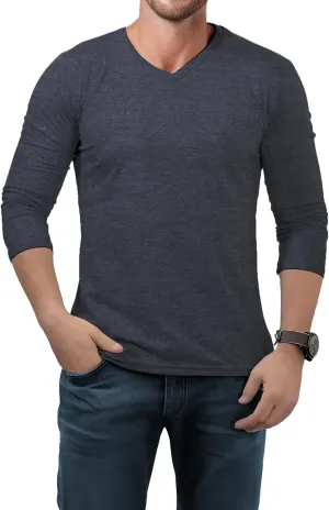 V Neck T Shirts Men  Light and Soft Pullover T Shirt with Long Sleeve- Perfect for Daily Use or Casual Events