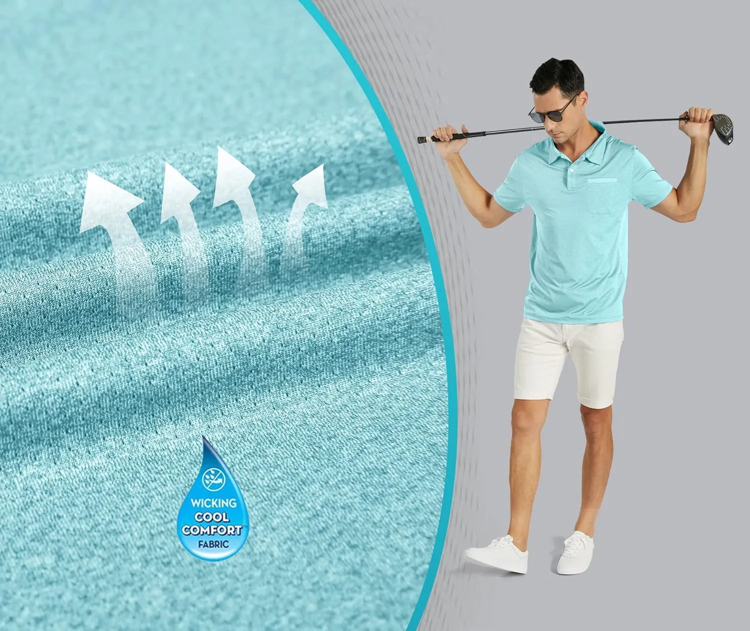 V VALANCH Men's Polo Shirts Sport Casual Short Sleeve Golf Polo Moisture Wicking Collared Tennis T-Shirt