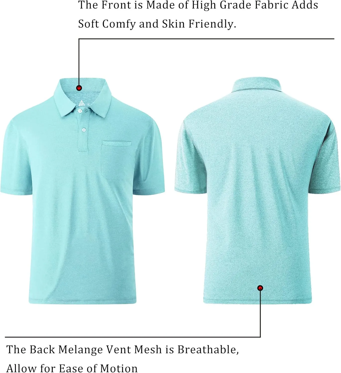 V VALANCH Men's Polo Shirts Sport Casual Short Sleeve Golf Polo Moisture Wicking Collared Tennis T-Shirt