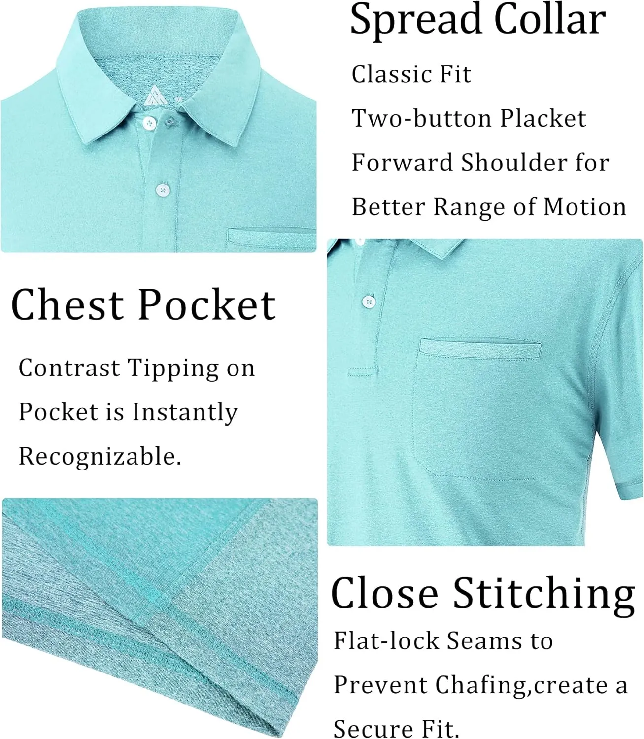 V VALANCH Men's Polo Shirts Sport Casual Short Sleeve Golf Polo Moisture Wicking Collared Tennis T-Shirt