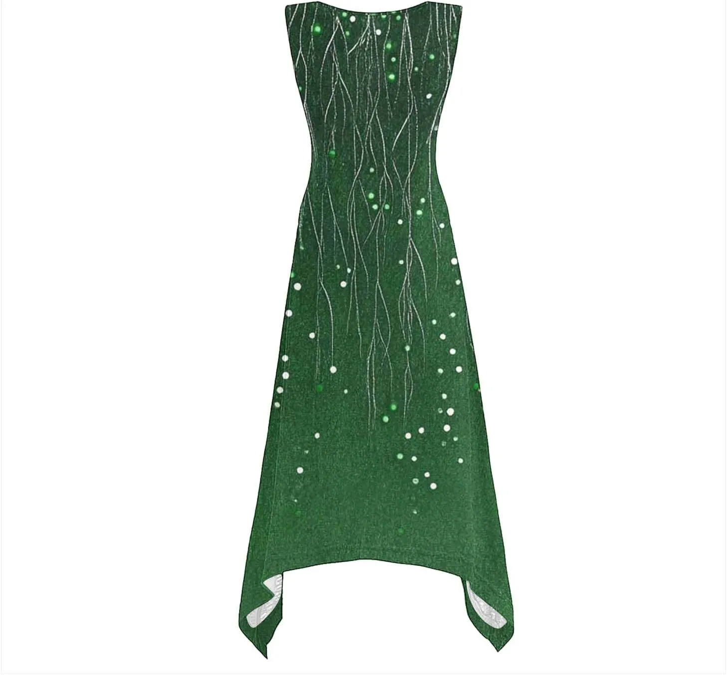 Vacation Dresses for Women 2025 Casual Sleeveless Handkerchief Hem Tank Dresses Boho Print 2025 Beach Sundresses