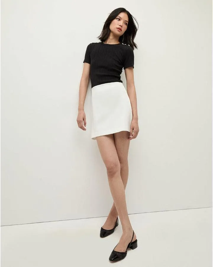 Veronica Beard Draya Rhinestone Button Tee