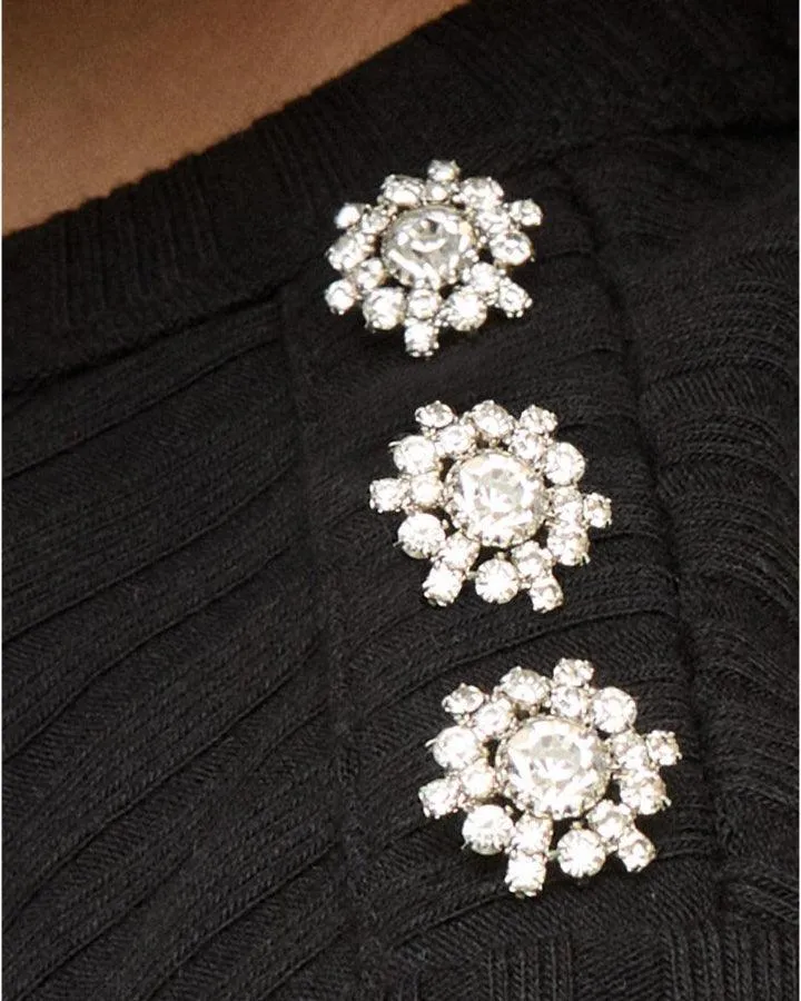 Veronica Beard Draya Rhinestone Button Tee