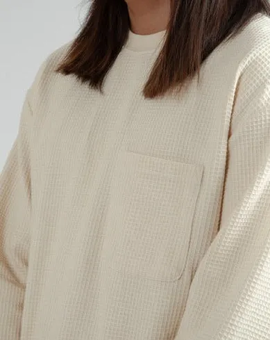 Vintage Waffle Ls Tee in Natural