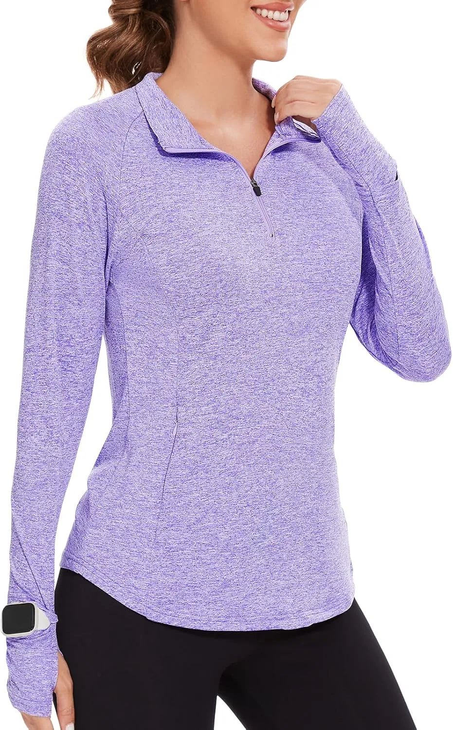 Viracy Womens Long Sleeve Workout Tops Quick Dry Half Zip Moisture Wicking Running Athletic T-Shirts with Pockets
