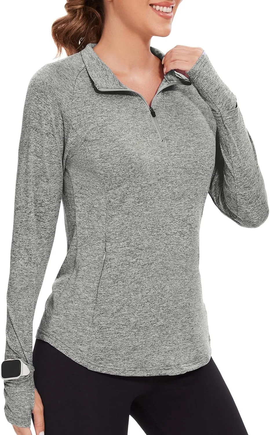 Viracy Womens Long Sleeve Workout Tops Quick Dry Half Zip Moisture Wicking Running Athletic T-Shirts with Pockets