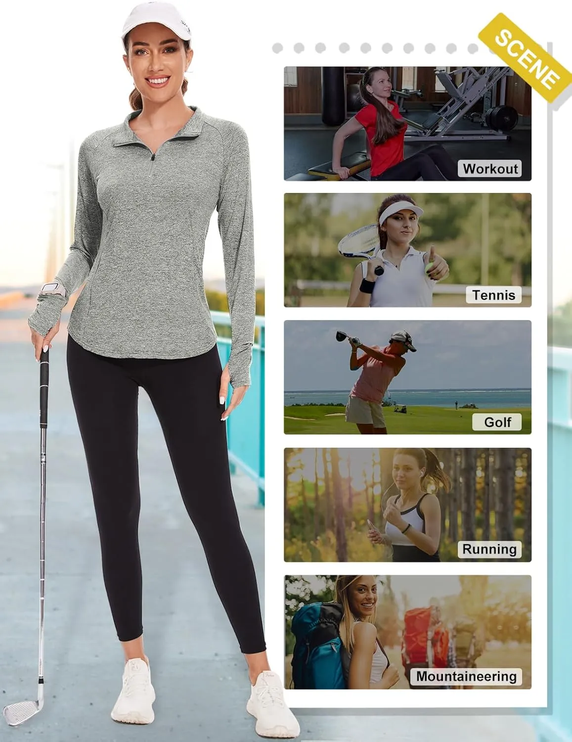 Viracy Womens Long Sleeve Workout Tops Quick Dry Half Zip Moisture Wicking Running Athletic T-Shirts with Pockets